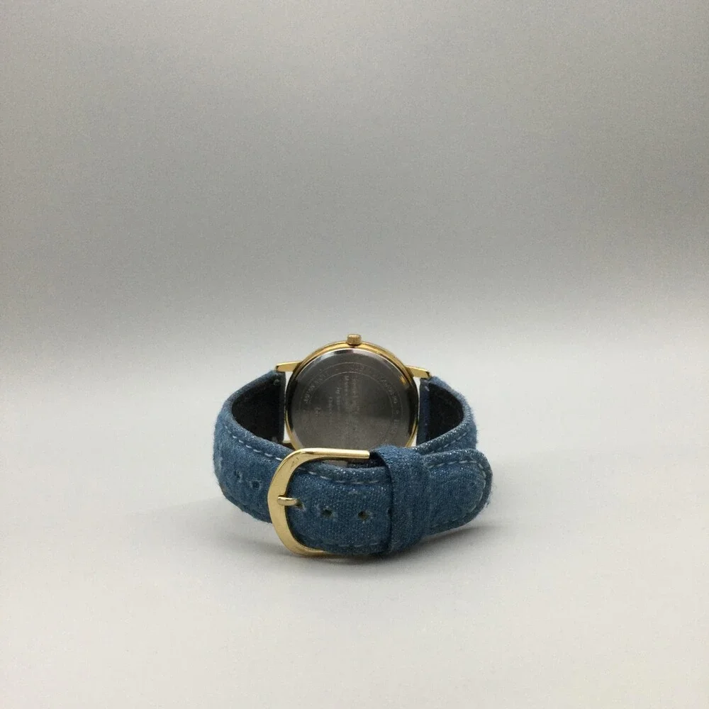 Vintage Snowden Womens Watch 34mm SNOQA09B-20 Denim Strap Snowman New Battery